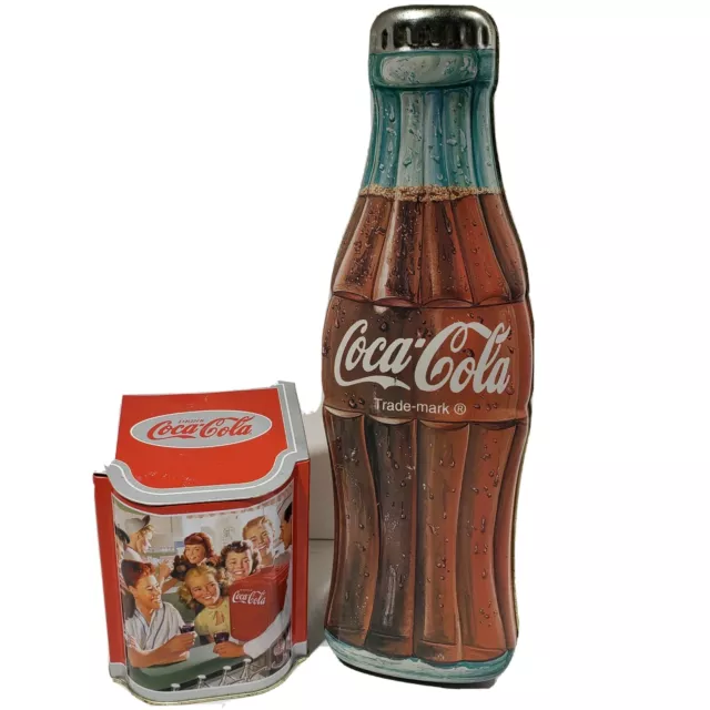 Coca Cola Coke Trademark Brand Bottle Shaped Tin Box 1996 Original Coke Brand