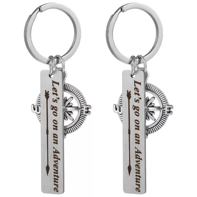 2 Pcs Graduation Key Holders Gifts for Travelers Stainless Steel Pendant