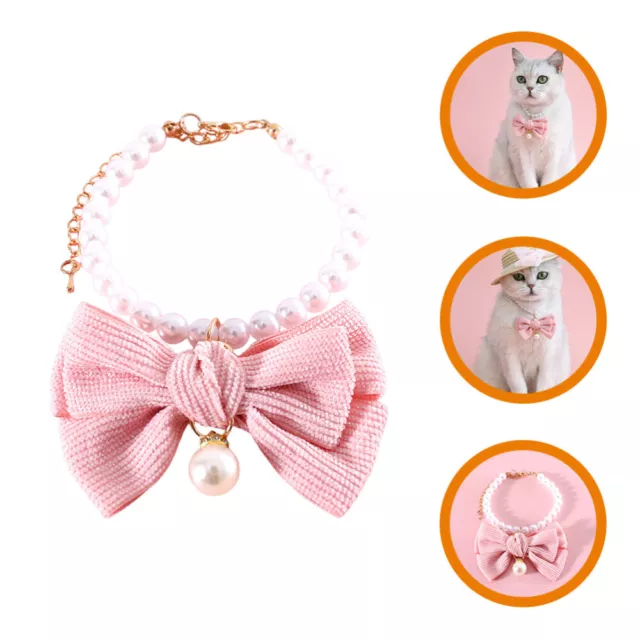 Lindos collares ajustables para gatito cuello perla collar para mascotas
