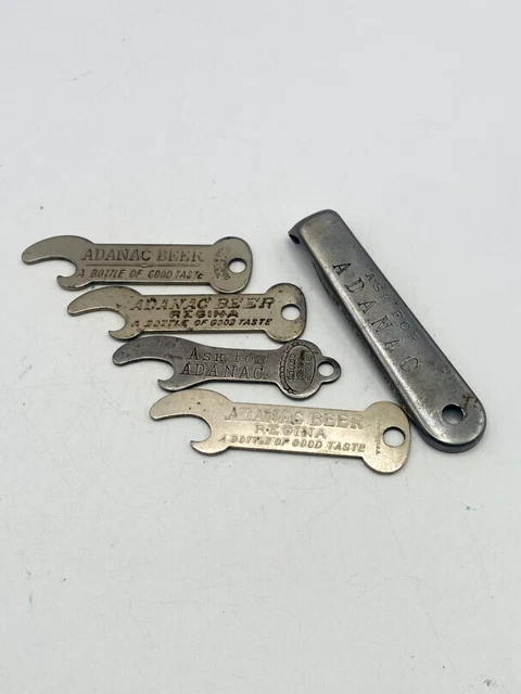 Vintage Advertising BOTTLE OPENER Lot x5 ADANAC Beer Brewery Regina Saskatchewan