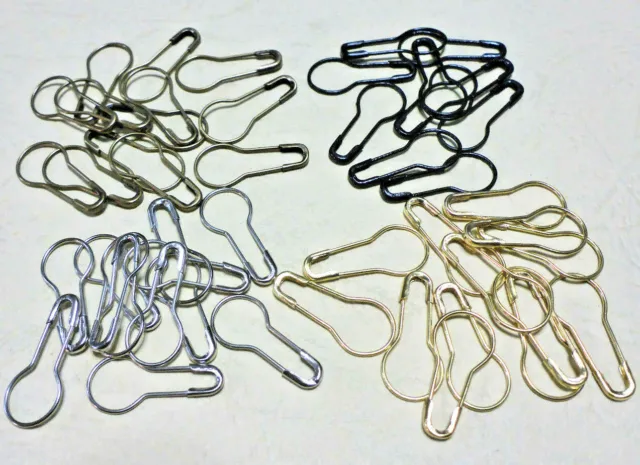 12 -100 Gourd Coiless Safety Pins Calabash Markers Swing Tag Gold Silver Brass