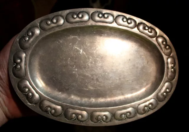 Old Mid 20th Century Handmade Solid Sterling Silver Platter CARAL Mexico City