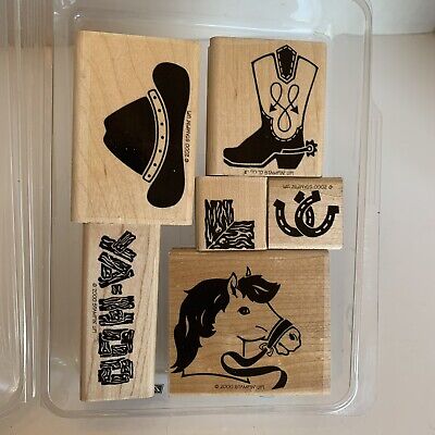 Stampin Up Ride Em Cowboy Stamp Set Mounted Rubber Stamps Horse Boot Hat Western