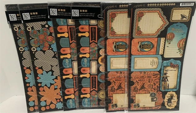 Gráfico 45 STEAMPUNK SPELLS Colección Etiquetas de Halloween troquelados Lote de 6