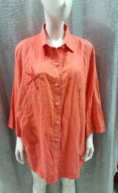 camicia camicione donna puro lino taglia 5254