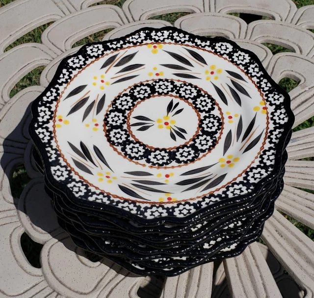TEMPTATIONS BY TARA OLD WORLD Black 8” Salad Plates Set of