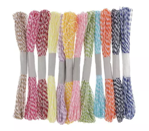 10 Metre Roll of Paper Raffia Cord Craft Twine Rope String Craft DIY STRIPE