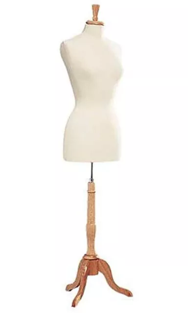 Women's Dressmaker Seamstress Dress Form Ivory Mannequin Size 8 Wood Base Female Women's Dressmaker Seamstress Dress Form Ivory Mannequin Size 8 Wood Base Female