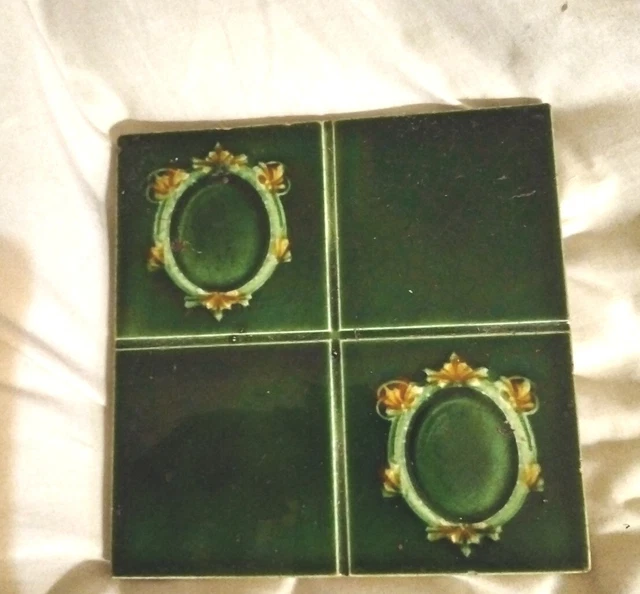 Original Victorian British Green Tile Circa 1900's