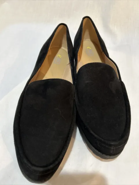 EASY SPIRIT Women’s Black Suede e360 MARGY Slip On Flats LOAFERS SHOE 8.5 Wide