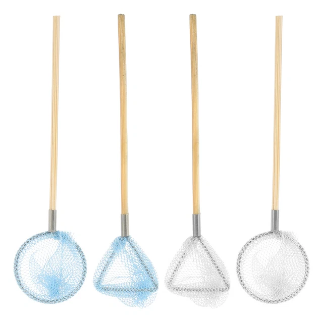 4 Pcs Mini Fishing Tool Net Toy Pretend Play Dollhouse Butterfly Nets