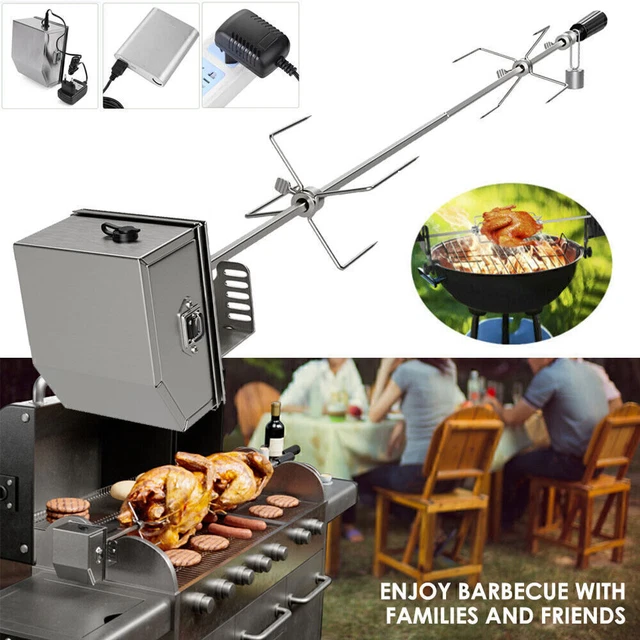 BBQ Grillspieß mit Edelstahl Motor 220-240V Automatisch Gasgrill für Drehspieß