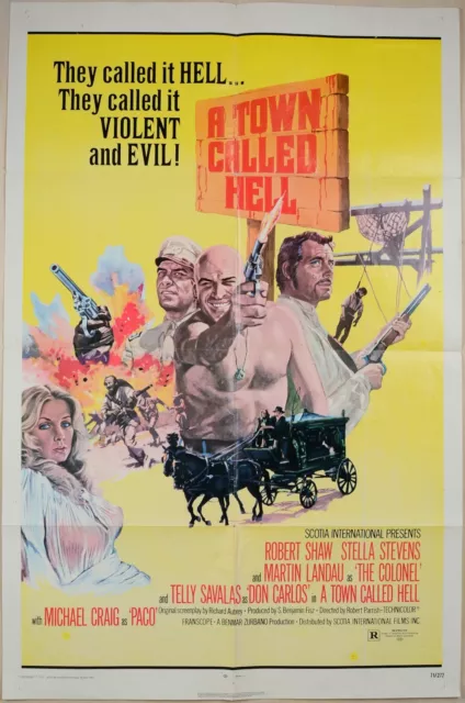 1971 A Town Called Hell Original 1Sh Movie Poster Savalas Robert Shaw Western