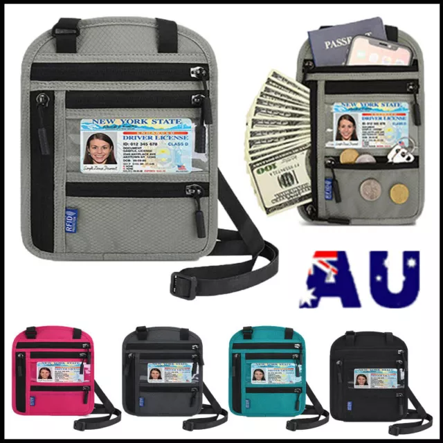 Travel Wallet Bag Neck Pouch Passport Card Holder RFID Blocking  Card Case Cover