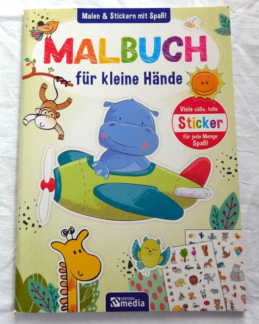 Malbuch für kleine Hände - Malen und Stickern mit Spaß - NEU