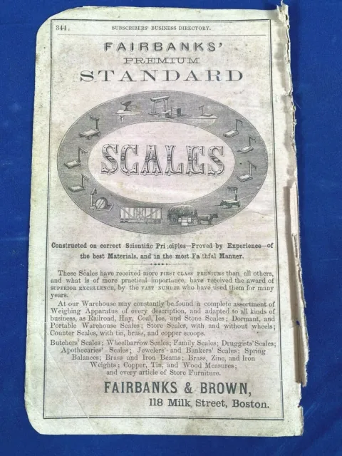 1862 Ad FAIRBANKS SCALES, Boston & I.M. SINGER Sewing Machines, NYC