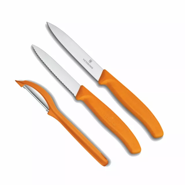 VICTORINOX Küchenset 3tlg. Gemüsemesser  Küchenmesser Schäler  / orange