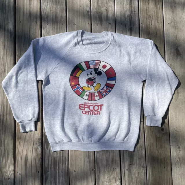 Vintage 1982 Mickey Mouse Sweatshirt Adult L Disney World Epcot