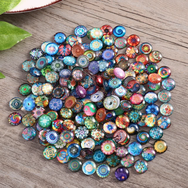 100 PCS Bedruckte -Kuppel Glascabochons Mosaik-Kuppel-Anhänger