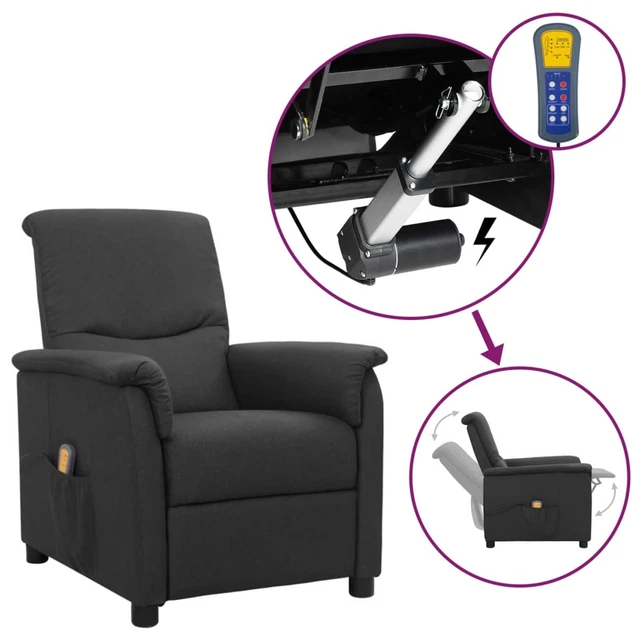 Massagesessel mit Liegefunktion Dunkelgrau Stoff V6R9