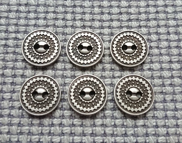 6 x Silver Star Pewter Tone Metal 2 Hole Buttons 15mm Vintage Gothic Steampunk