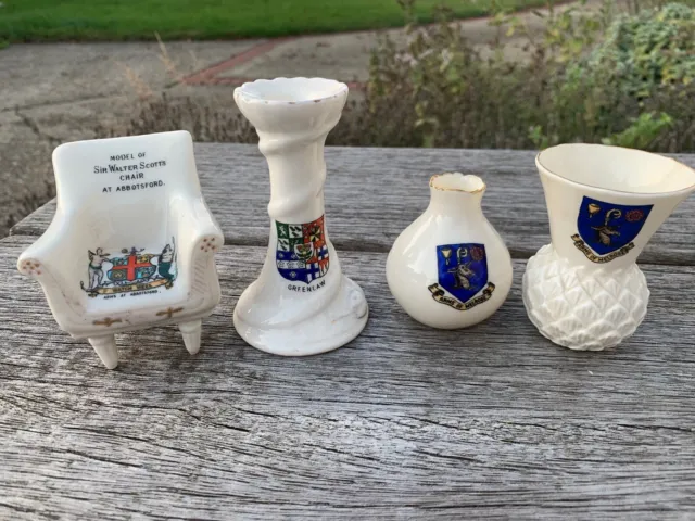 Miniature Crested Ware Vases Melrose W.H.Goss Willow Art Caledonia