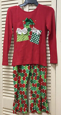 Boutique Etsy Little Girls Custom-Made Christmas Set Size 10/12 Worn 2X! So Cute