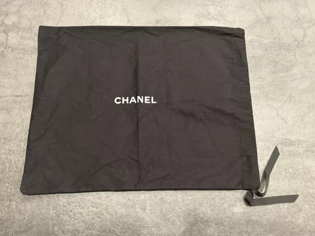 Authentic Chanel Large dust bag ribbon ties drawstring black 19.5 X 15.5 Inch