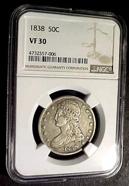 1838 Capped Bust Half Dollar....ngc Vf30......Min. Bid .01 & No Reserve!