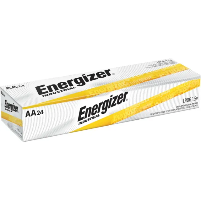 24 Energizer Industrial AA Alkaline Batteries (EN91, LR6)