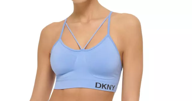 MSRP $39 Dkny Womens Removable Cups Strappy Seamless Bra Blue Size XL