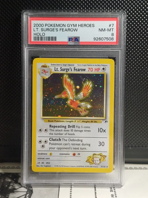 2000 HOLO POKEMON Gym Heroes Lt Surges Fearow 7/132 Graded PSA 8 EUR 37 ...