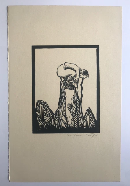 Linogravure Originale Émile Bracquemond – 1946, Femmes Damnées, Baudelaire