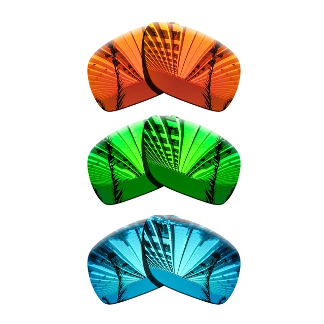 3 Pairs Polarized Lenses Replacement For-Oakley Dispatch 1-Green+Blue+Red
