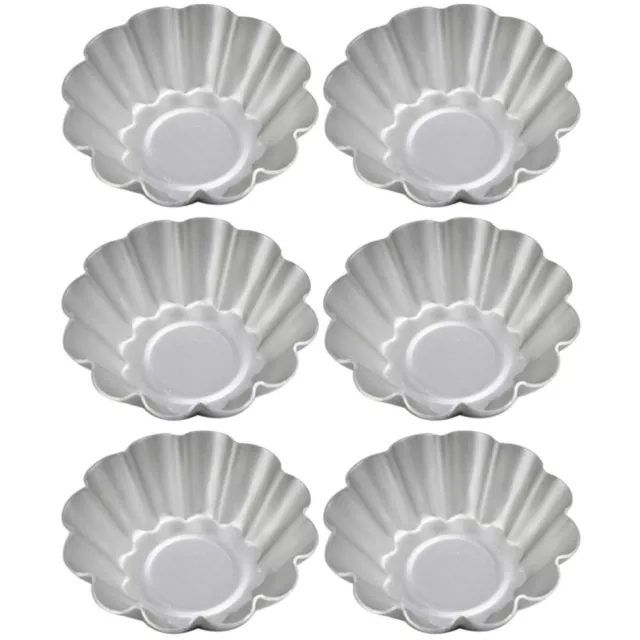 6pcs Quiche Pan Stainless Steel Cake Molds Egg Tart Tray Tart Molds Pudding Tins