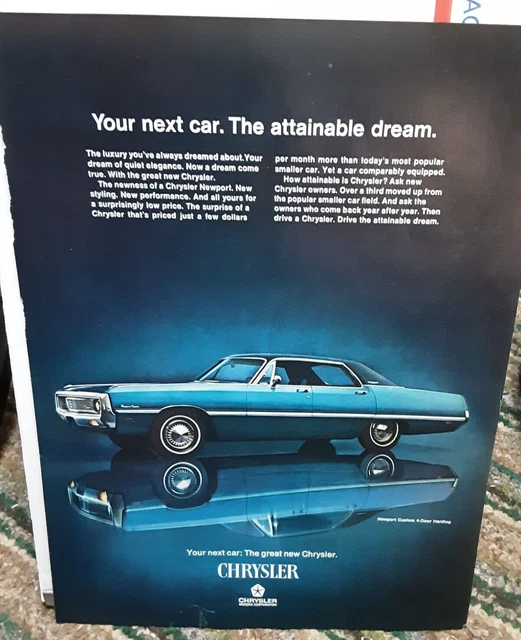 1969 Chrysler Newport Custom 4 Door Hardtop Original Print Ad Color