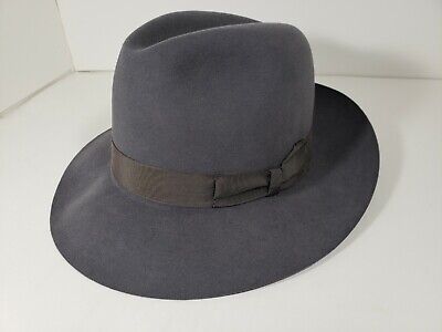 Borsalino Conti Fur Felt Hat Fedora Gray