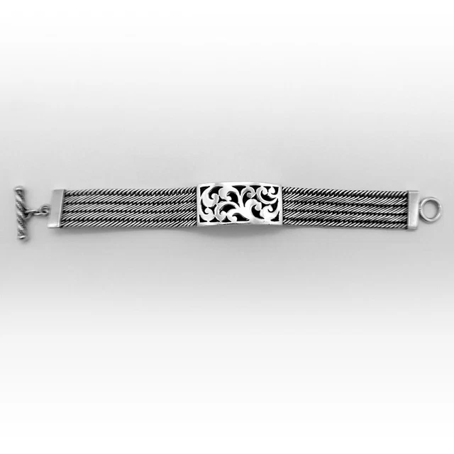 Lois Hill Wide Chain Bracelet Sterling Silver Toggle Clasp