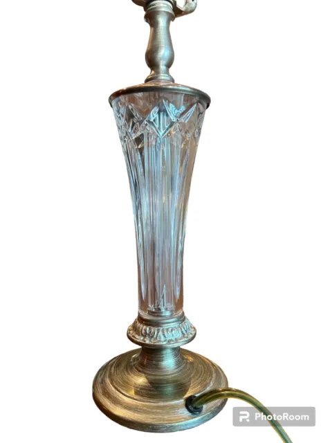 Very RARE Vintage Stratton Waterford Crystal Boudoir Lamp Milano Silver Base 21"