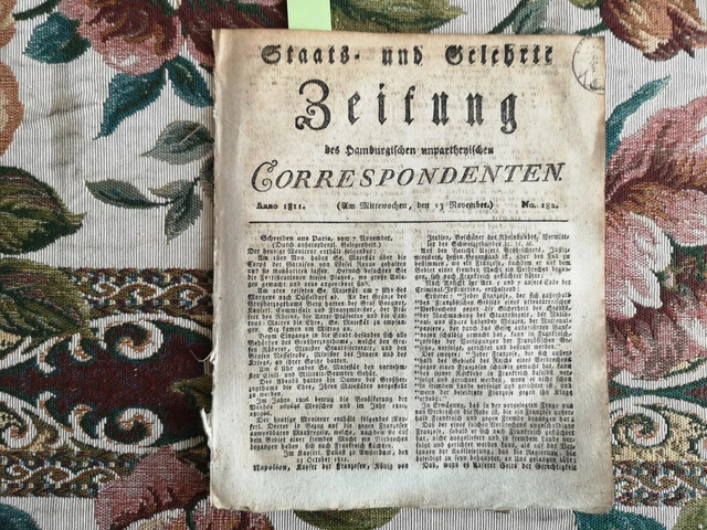 1811 Zeitung  Hamburg 182 Napoleon in Düsseldorf Köln