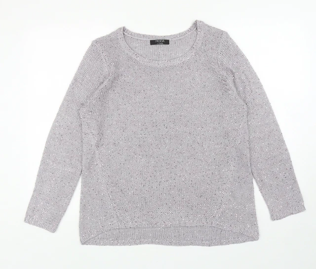 Maglione pullover acrilico da donna viola collo da barca taglia 16
