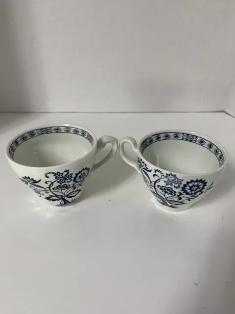 Set Of 2 JG Meakin Blue Nordic Tea Coffee Cup Blue & White China Floral England