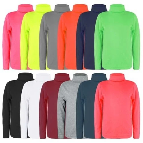 Bambini Dolcevita Manica Lunga Tinta Unita Basic Top Ragazze Maglia Polo 1-14