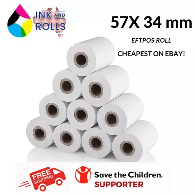 200 Rolls 57x34mm Thermal Paper EFTPOS Cash Register Receipt Rolls - CHEAPEST!!