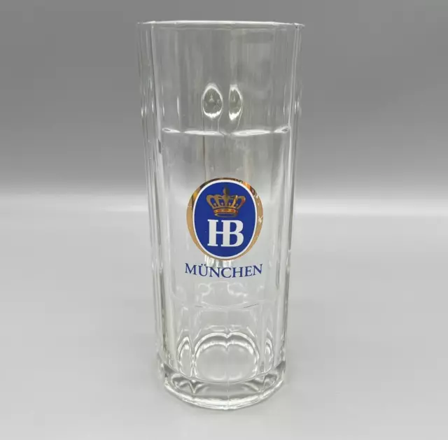 HB Hofbrauhaus Munchen Tall Paneled Glass Beer Stein Mug Austria