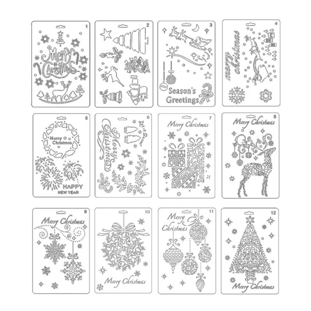 12 Pcs Weihnachten Zeichnung Malerei Schablonen