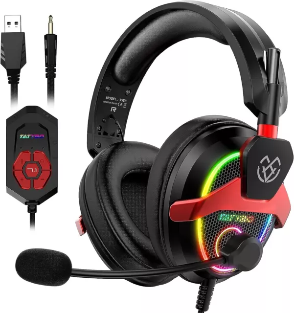 TATYBO 7.1 CASQUE Gaming PC PS4 PS5, USB & 3.5mm Stereo Anti Bruit pour  Xbox One EUR 42,75 - PicClick FR
