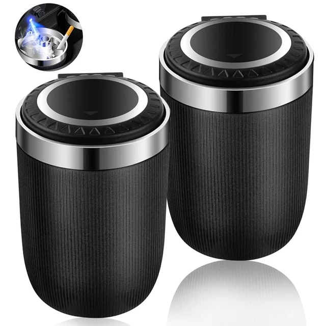2 Posacenere Per Auto Con Luce LED - Coperchio A Scomparsa, Facile Da Pulire, Portatile - Foto 2