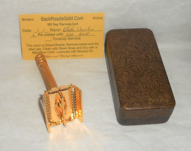 Gillette 1937 Sheraton Twist to Open Refurbished Replated 24 Karat Gold X1