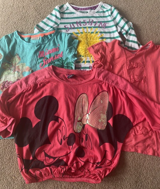Pacchetto 4 x top per ragazze età 5 NEXT, M&S, Disney maniche lunghe/maniche corte